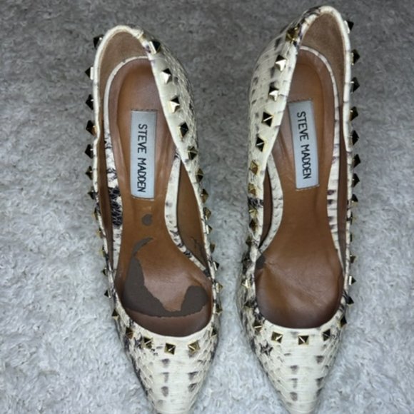 Steve Madden Snakeskin Proto Studded Stiletto Heels - Picture 8 of 10